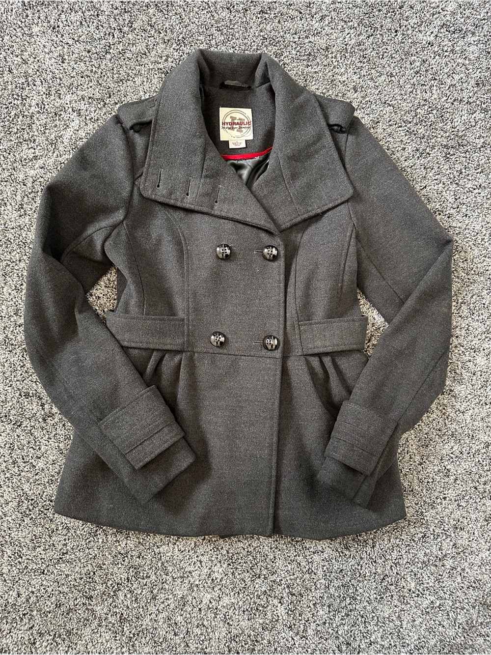 Hydraulic Women's Dark Gray Double-Breasted Pea Coat
